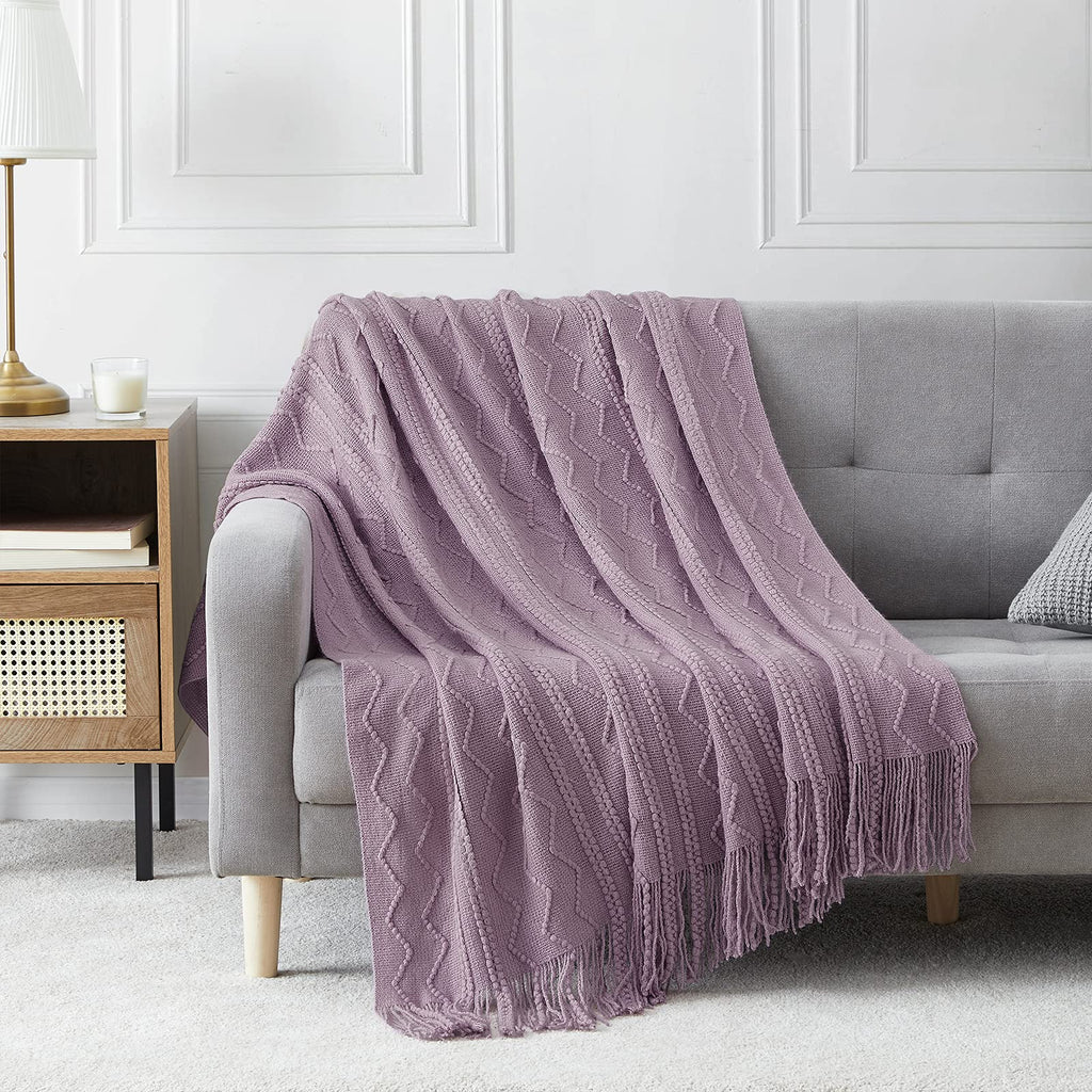 Textured Knitted Throw Blanket